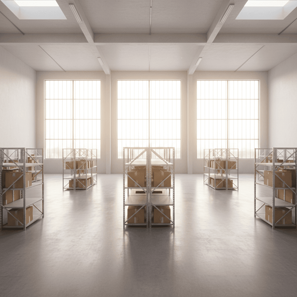 Flexible warehouse space with adjustable layouts