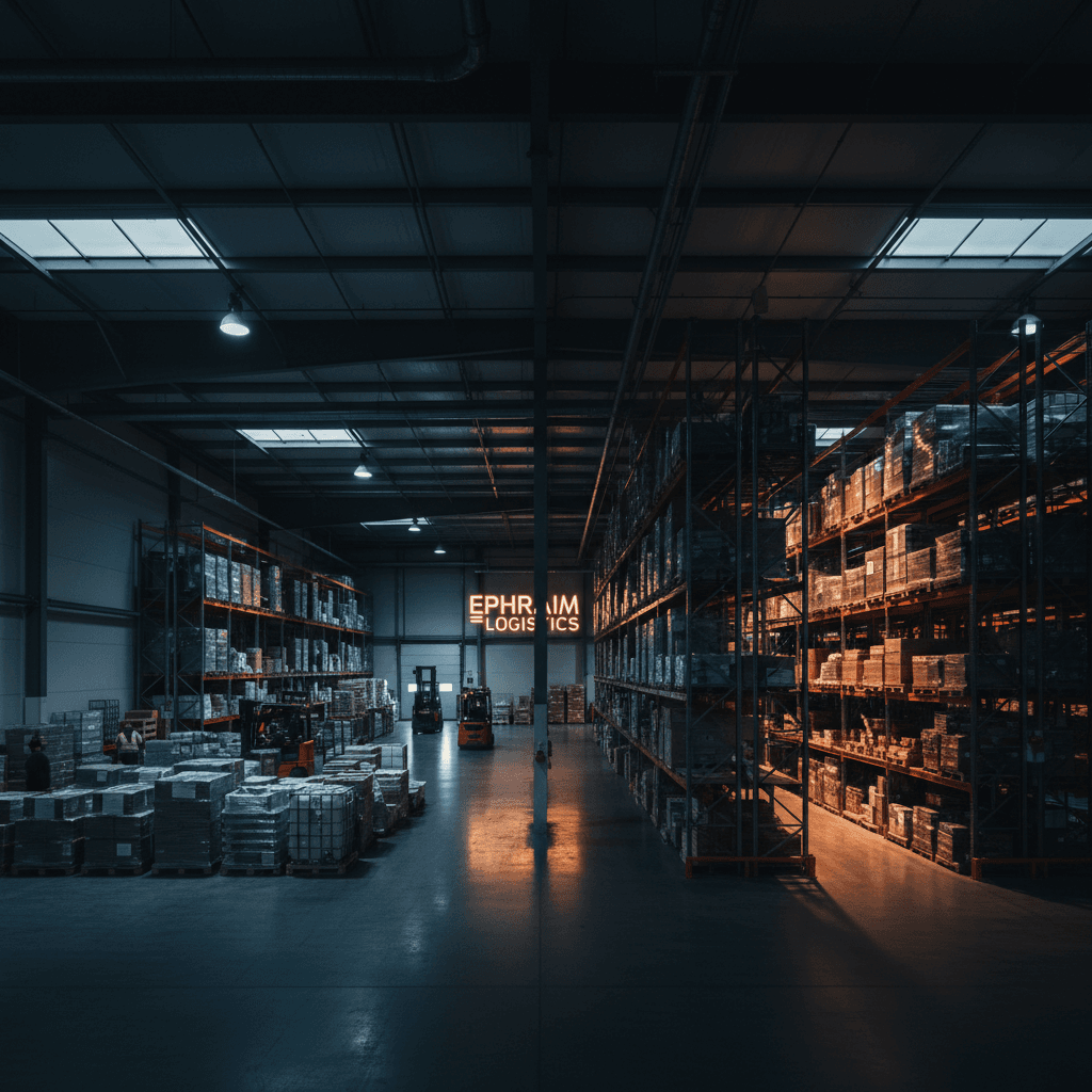 Warehouse facility showing separate short-term and long-term storage zones